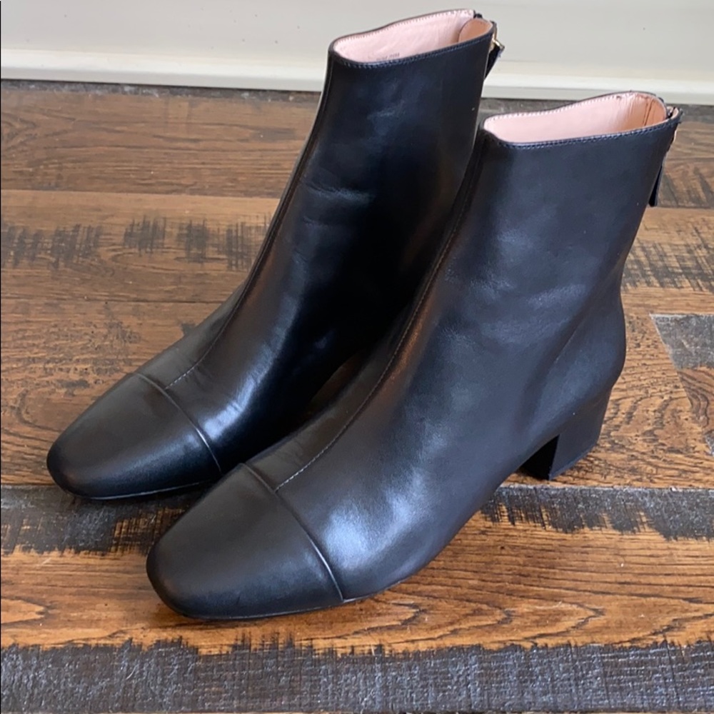Jcrew Cap Toe Ankle Boots black leather J9988